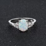 1 PC Cute Female White Opal Stone Ring Classic Silver Color Engagement Jewelry Luxury Crystal Oval Wedding Rings for Women - Image 3