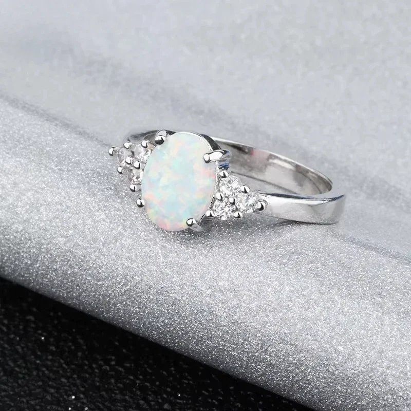 571462-vj8r1c.jpg 1 PC Cute Female White Opal Stone Ring Classic Silver Color Engagement Jewelry Luxury Crystal Oval Wedding Rings for Women - Image 5