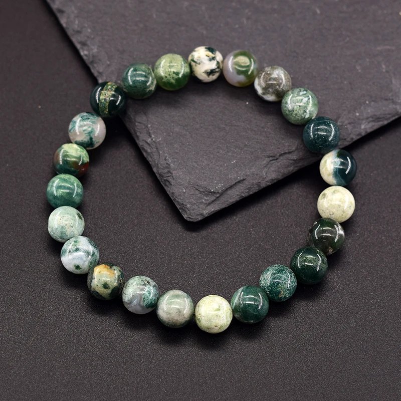 571508-u7z9i3.jpg Genuine Tree Patterned Agates Beads Bracelet Woman Real Natural Moss Agates Bracelets Man Energy Stones for Healing Fengshui - Image 3