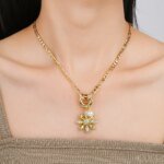 New Arrival Luxury Botanical Flower Sunflower Zirconia Pendant Necklace Glamorous for Woman Girl New Trend Neck Jewelry Gift - Image 6
