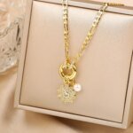 New Arrival Luxury Botanical Flower Sunflower Zirconia Pendant Necklace Glamorous for Woman Girl New Trend Neck Jewelry Gift - Image 4