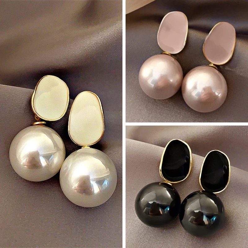 Pink White Pearl Dangle Earrings for Women Black Geometric Acrylic Round Ball Pendants Famale Drop Earrings Elegant Ear Jewelry Pink White Pearl Dangle Earrings for Women Black Geometric Acrylic Round Ball Pendants Famale Drop Earrings Elegant Ear Jewelry