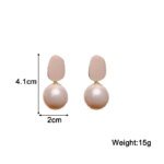 Pink White Pearl Dangle Earrings for Women Black Geometric Acrylic Round Ball Pendants Famale Drop Earrings Elegant Ear Jewelry - Image 2