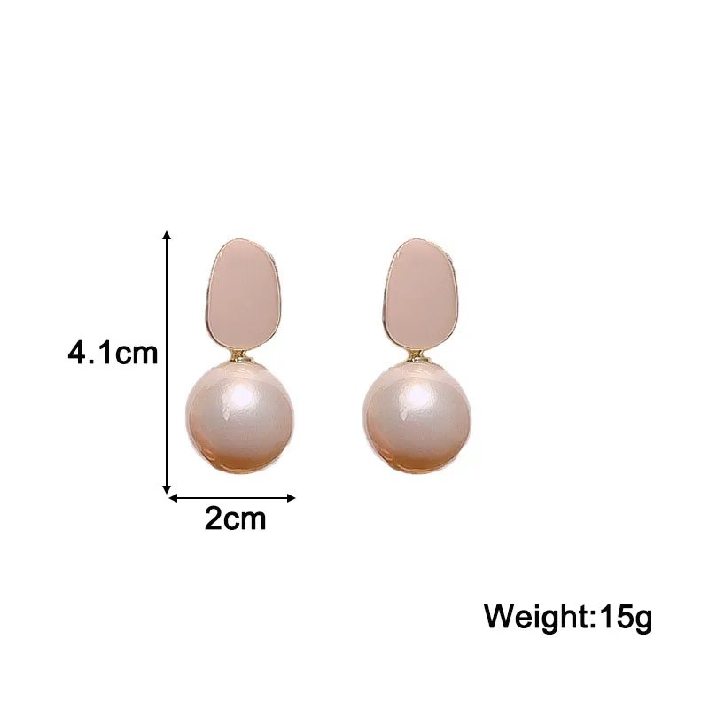 571748-54ixug.jpg Pink White Pearl Dangle Earrings for Women Black Geometric Acrylic Round Ball Pendants Famale Drop Earrings Elegant Ear Jewelry - Image 2