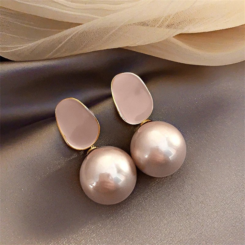 571748-rhzgll.jpg Pink White Pearl Dangle Earrings for Women Black Geometric Acrylic Round Ball Pendants Famale Drop Earrings Elegant Ear Jewelry - Image 6
