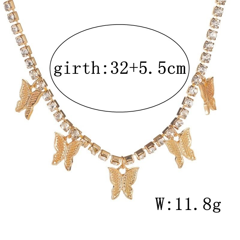 573075-wgv5jh.jpg Butterfly Pendant Necklace Rhinestone Shining Statement Crystal Charm Chokers Collar for Woman Boho Jewelry Christmas Gift - Image 3
