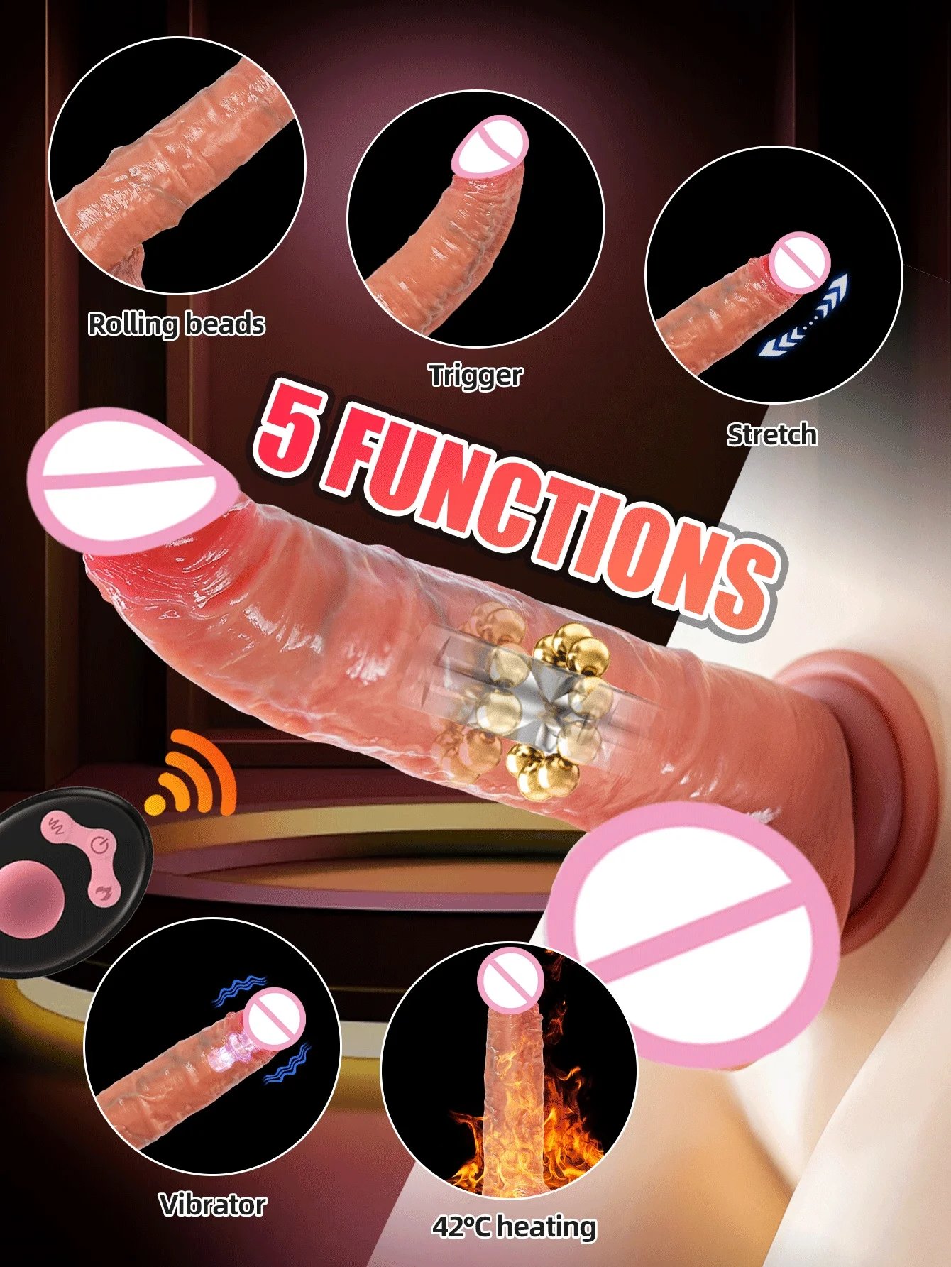 Realistic Dildo Vibrator Glans Penis Trigger Thrusting Vibrating Anal G Spot Clitois Stimulator Telescopic Vibrator Sex Machine
