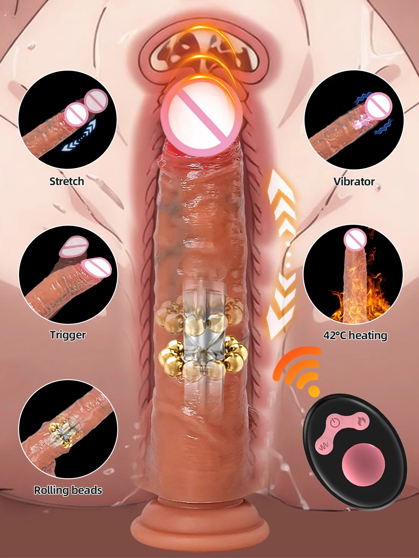 Realistic Dildo Vibrator Glans Penis Trigger Thrusting Vibrating Anal G Spot Clitois Stimulator Telescopic Vibrator Sex Machine