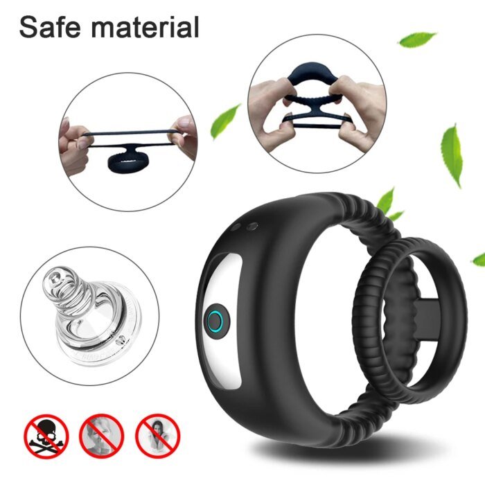 Vibrating Cock Ring for Men Ejaculation Delay Penis Ring Vibrator Silicone Chastity Cage Clitoris Stimulator Sex Toy for Couples - Image 3