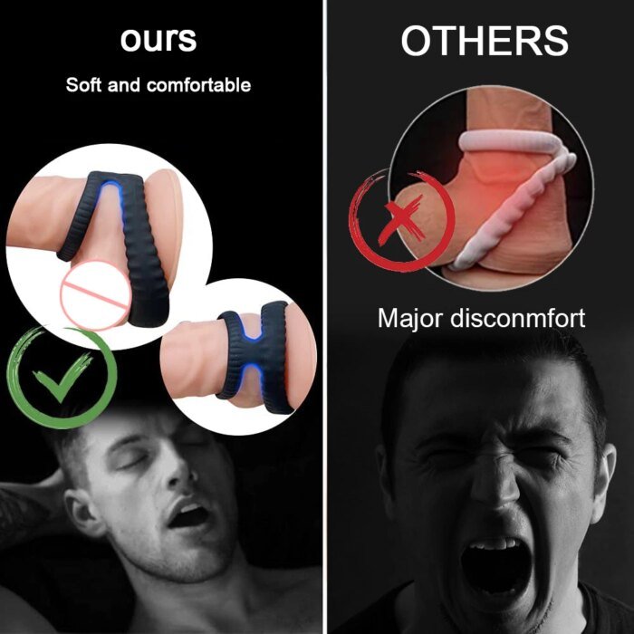 Vibrating Cock Ring for Men Ejaculation Delay Penis Ring Vibrator Silicone Chastity Cage Clitoris Stimulator Sex Toy for Couples - Image 4