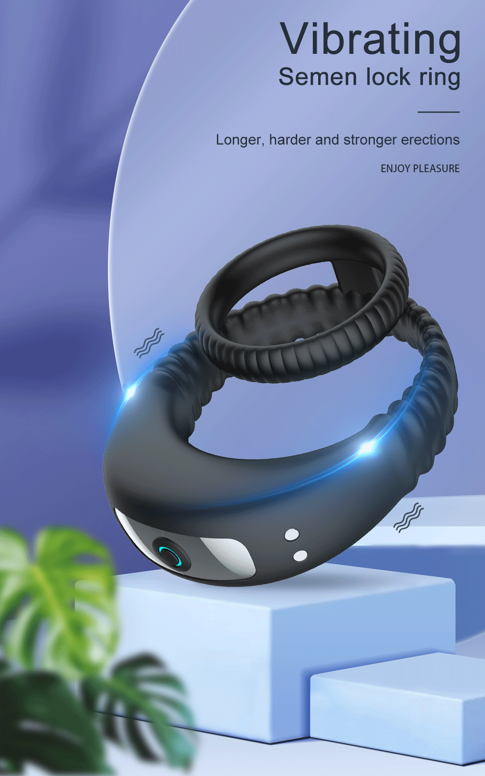 Vibrating Cock Ring for Men Ejaculation Delay Penis Ring Vibrator Silicone Chastity Cage Clitoris Stimulator Sex Toy for Couples