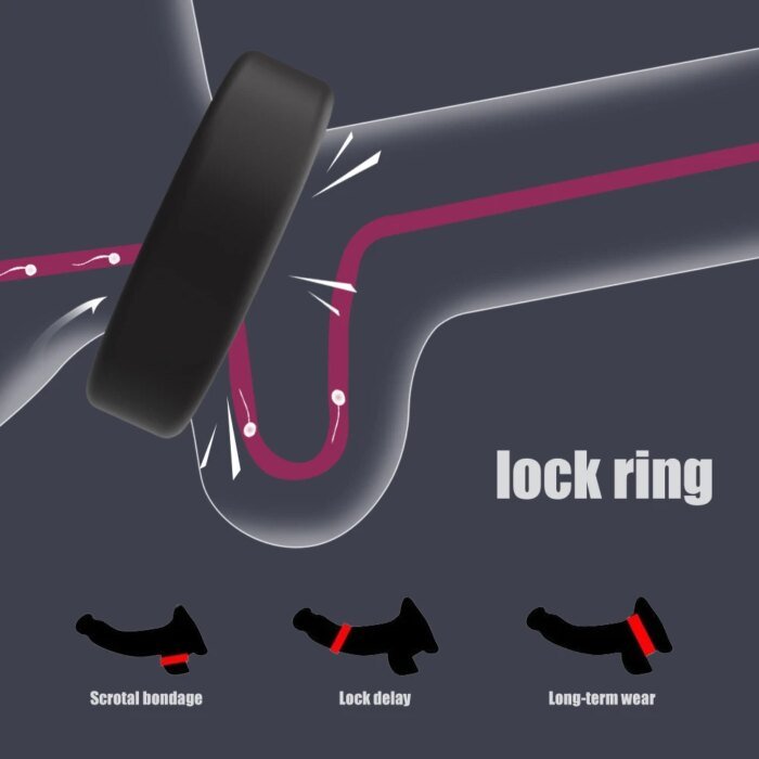 Silicone Penis Ring Male Cock Ring Lock Delay Ejaculation Ball Stretcher Adult Sex Toys For Men Cockring chastity nillo pene - Image 5