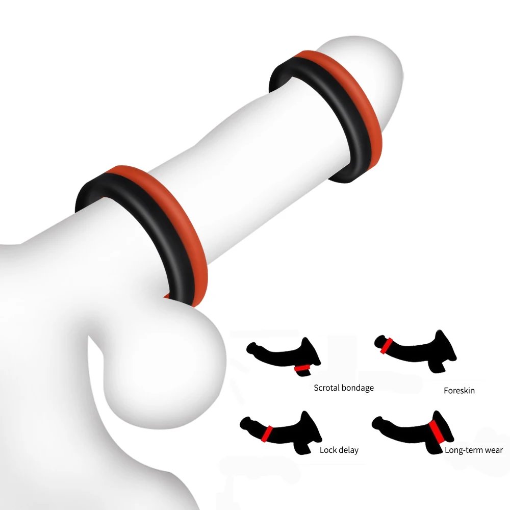 Silicone Penis Ring Male Cock Ring Lock Delay Ejaculation Ball Stretcher Adult Sex Toys For Men Cockring chastity nillo pene