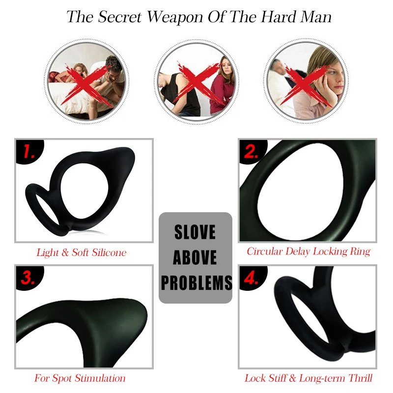 Silicone Penis Ring Male Cock Ring Lock Delay Ejaculation Ball Stretcher Adult Sex Toys For Men Cockring chastity nillo pene Silicone Penis Ring Male Cock Ring Lock Delay Ejaculation Ball Stretcher Adult Sex Toys For Men Cockring chastity nillo pene