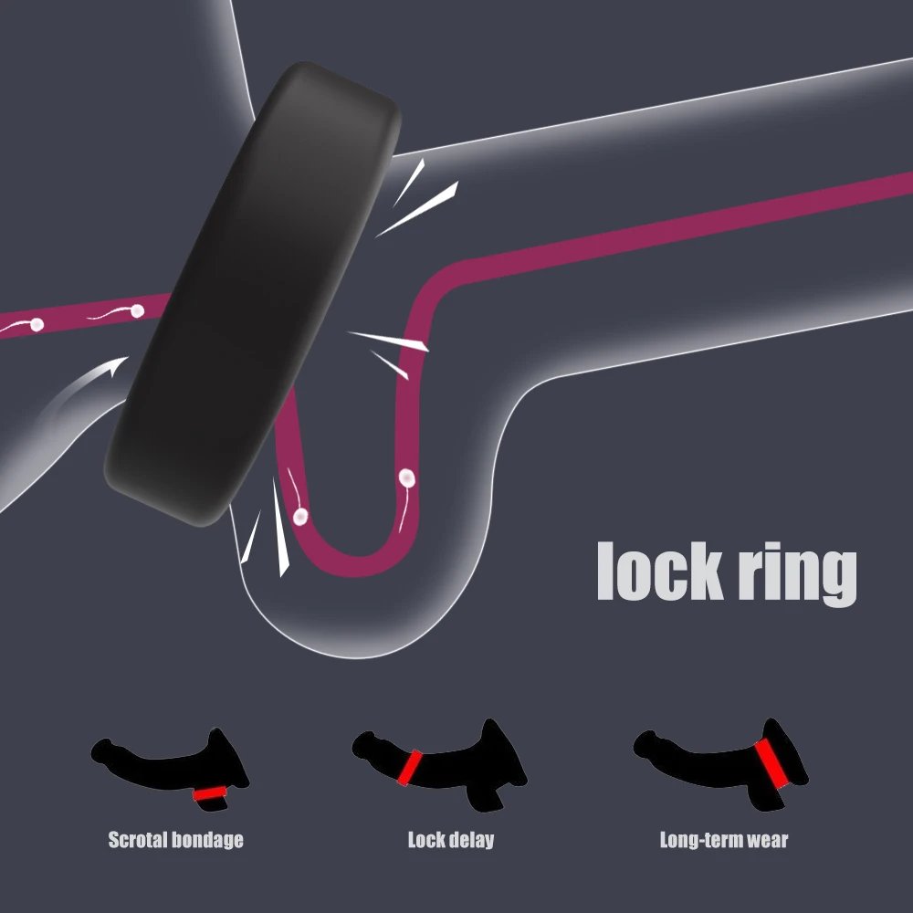 Silicone Penis Ring Male Cock Ring Lock Delay Ejaculation Ball Stretcher Adult Sex Toys For Men Cockring chastity nillo pene
