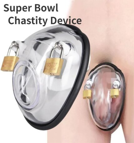 Male Fully Chastity Cage Ball Stretcher Ejaculation Delay Silicone Plastic Bowl Cage Sex Toy for Men Cockring Penis Ring Toy