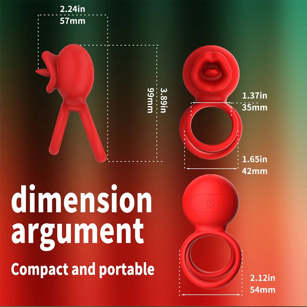 Vibrating Cock Ring App Penis Ring Vibrator Clitoral Stimulator with Licking Mouth Adult Sex Toy for Men Women Couples Pleasure