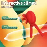 Vibrating Cock Ring App Penis Ring Vibrator Clitoral Stimulator with Licking Mouth Adult Sex Toy for Men Women Couples Pleasure - Image 4