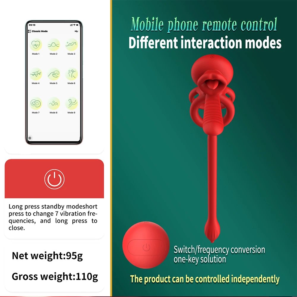 Vibrating Cock Ring App Penis Ring Vibrator Clitoral Stimulator with Licking Mouth Adult Sex Toy for Men Women Couples Pleasure