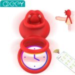 Vibrating Cock Ring App Penis Ring Vibrator Clitoral Stimulator with Licking Mouth Adult Sex Toy for Men Women Couples Pleasure