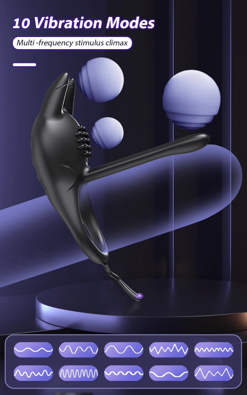 Vibrating Cock Ring for Men Ejaculation Delay Penis Ring Penis Vibrator Clitoris Stimulator Chastity Cage Sex Toy for Couples