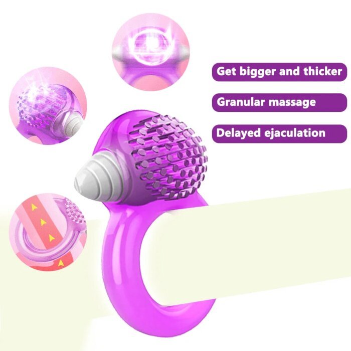 Vibrating Cock Ring Clitoral Stimulator Strong Penis Erect Cock Ring Cage Erection Enhance Delay Ejaculation Sex Toys For Men - Image 2