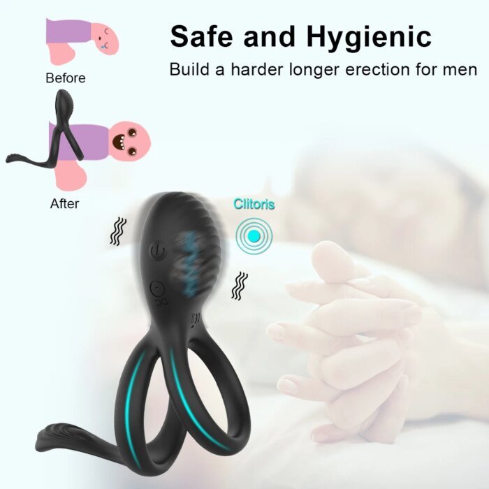 Wireless Remote Control Cockring Vibrator Clitoris Stimulation Sleeve for Penis Ring  Sex Toys for Men Male Chastity Cock Rings - Image 4