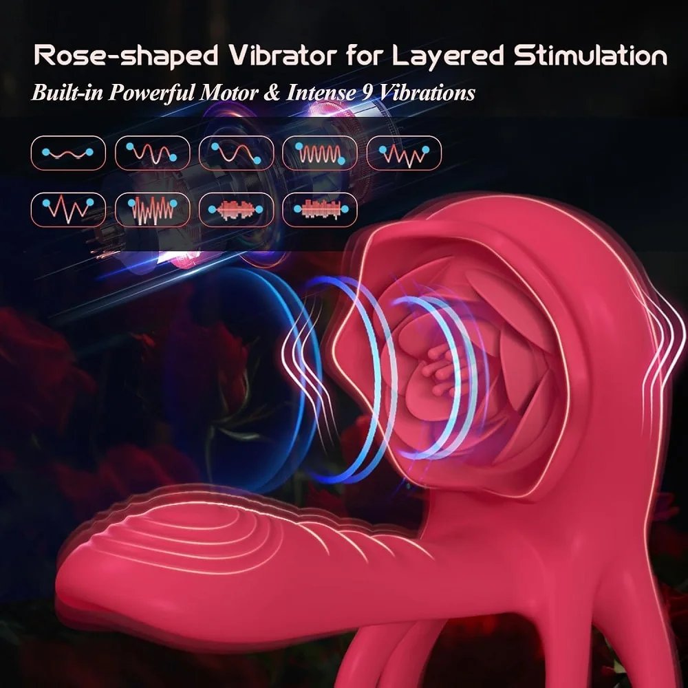 Rose Penis Ring Cock Ring Vibration Toy Female G-spot Clitoral Stimulation Male Penis Ring Cock Ring for Adult Sex Toy Couple