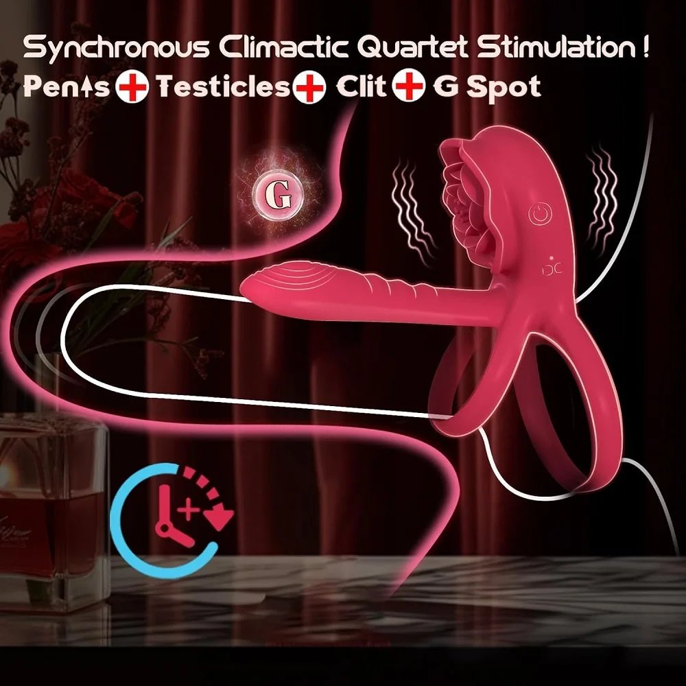 Rose Penis Ring Cock Ring Vibration Toy Female G-spot Clitoral Stimulation Male Penis Ring Cock Ring for Adult Sex Toy Couple