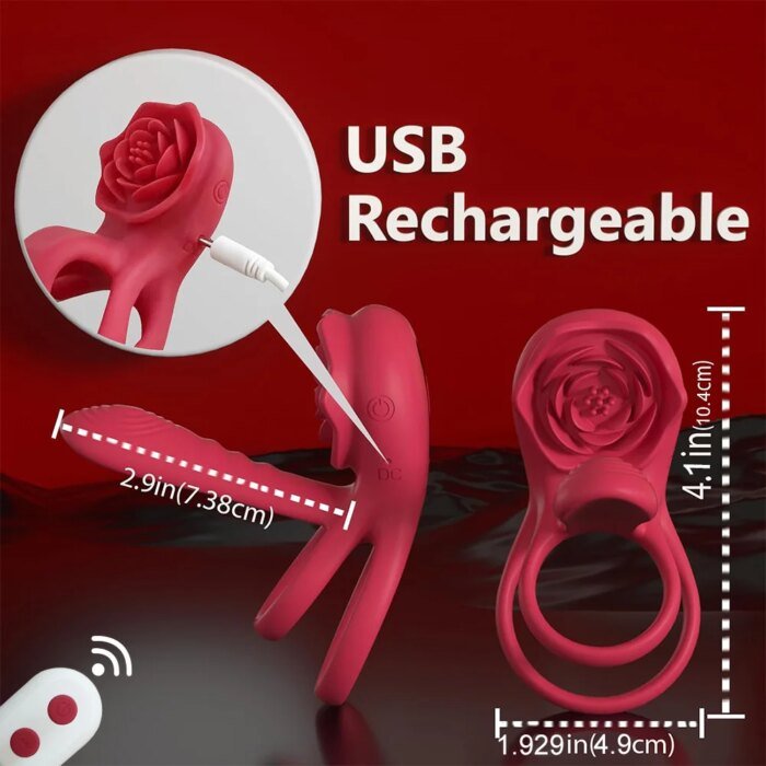 Rose Penis Ring Cock Ring Vibration Toy Female G-spot Clitoral Stimulation Male Penis Ring Cock Ring for Adult Sex Toy Couple - Image 6