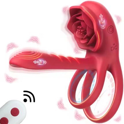 Rose Penis Ring Cock Ring Vibration Toy Female G-spot Clitoral Stimulation Male Penis Ring Cock Ring for Adult Sex Toy Couple
