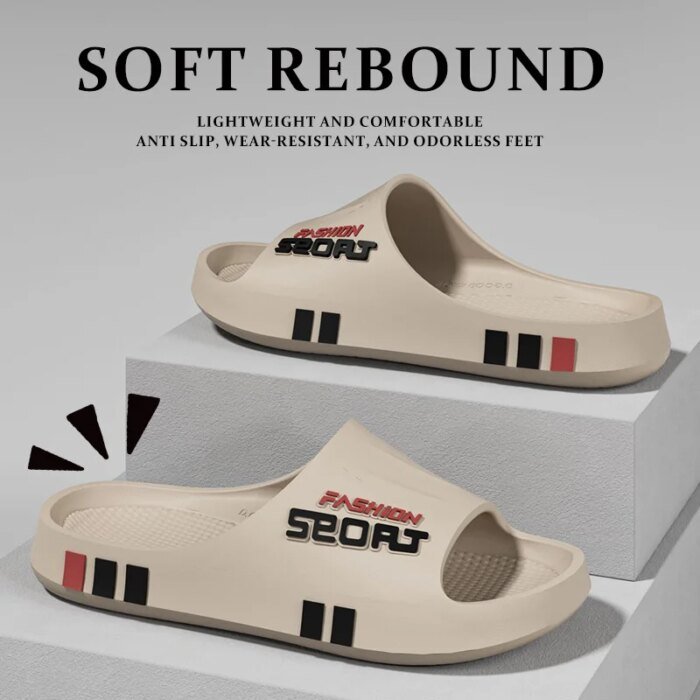 Summer Men Sport Style Slippers Soft Sole Bathroom Anti-slip Outdoor Wear-resistant Beach Fashion Leisure Flat Home Shoes Couple - Image 4