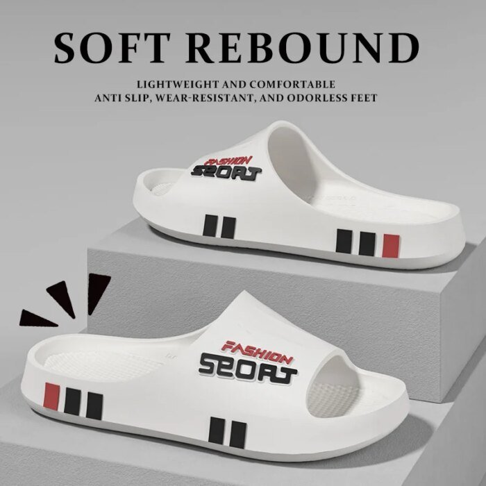 Summer Men Sport Style Slippers Soft Sole Bathroom Anti-slip Outdoor Wear-resistant Beach Fashion Leisure Flat Home Shoes Couple - Image 5