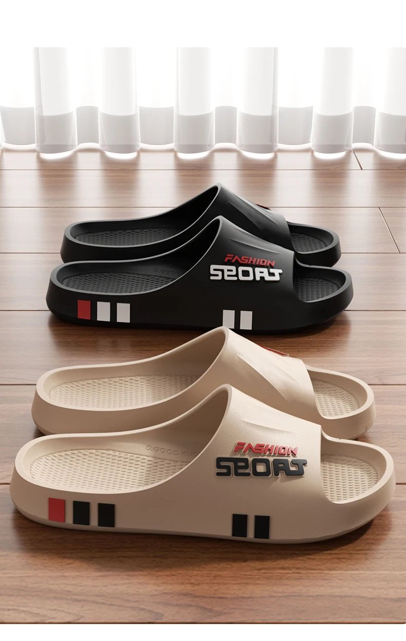 Summer Men Sport Style Slippers Soft Sole Bathroom Anti-slip Outdoor Wear-resistant Beach Fashion Leisure Flat Home Shoes Couple