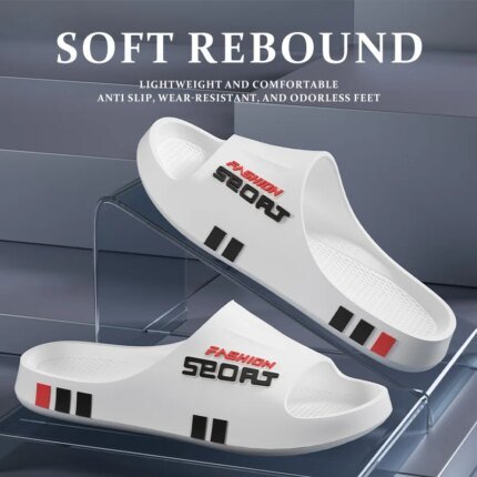 Summer Men Sport Style Slippers Soft Sole Bathroom Anti-slip Outdoor Wear-resistant Beach Fashion Leisure Flat Home Shoes Couple