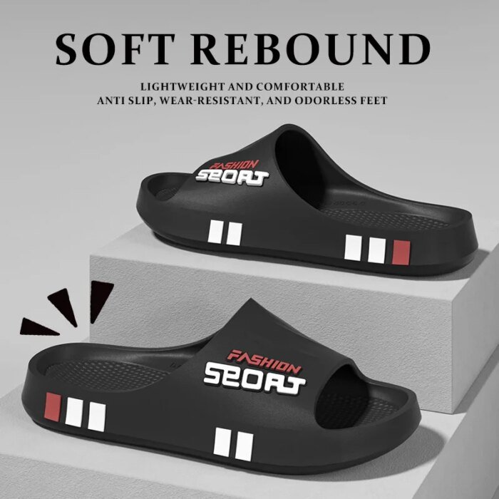 Summer Men Sport Style Slippers Soft Sole Bathroom Anti-slip Outdoor Wear-resistant Beach Fashion Leisure Flat Home Shoes Couple - Image 6