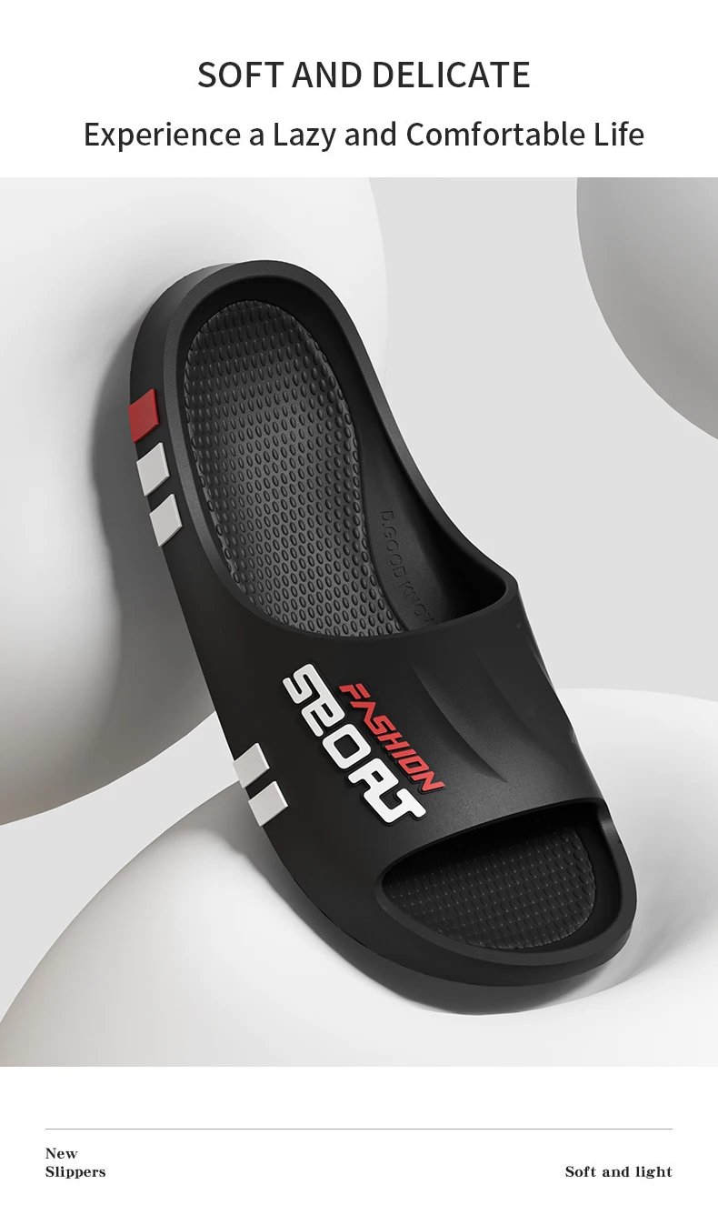 Summer Men Sport Style Slippers Soft Sole Bathroom Anti-slip Outdoor Wear-resistant Beach Fashion Leisure Flat Home Shoes Couple