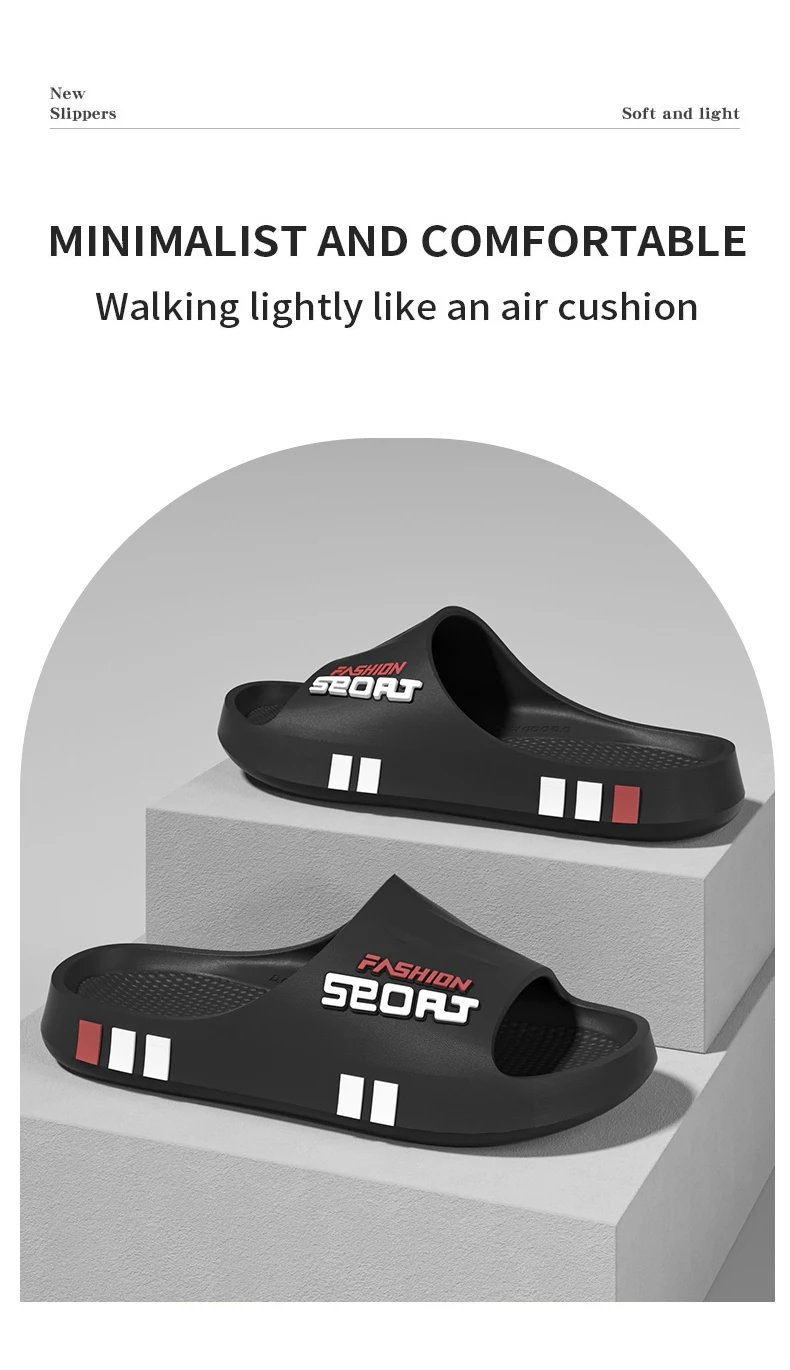 Summer Men Sport Style Slippers Soft Sole Bathroom Anti-slip Outdoor Wear-resistant Beach Fashion Leisure Flat Home Shoes Couple