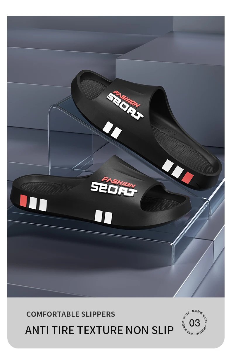 Summer Men Sport Style Slippers Soft Sole Bathroom Anti-slip Outdoor Wear-resistant Beach Fashion Leisure Flat Home Shoes Couple
