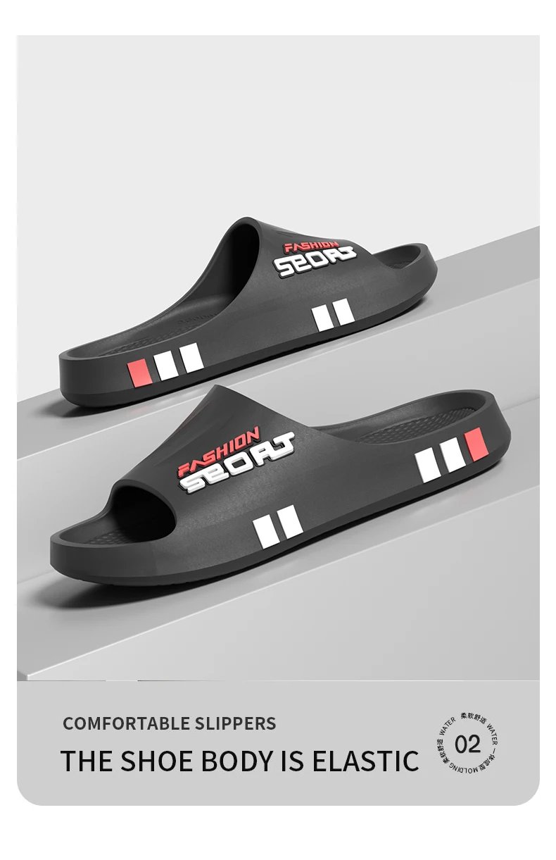 Summer Men Sport Style Slippers Soft Sole Bathroom Anti-slip Outdoor Wear-resistant Beach Fashion Leisure Flat Home Shoes Couple