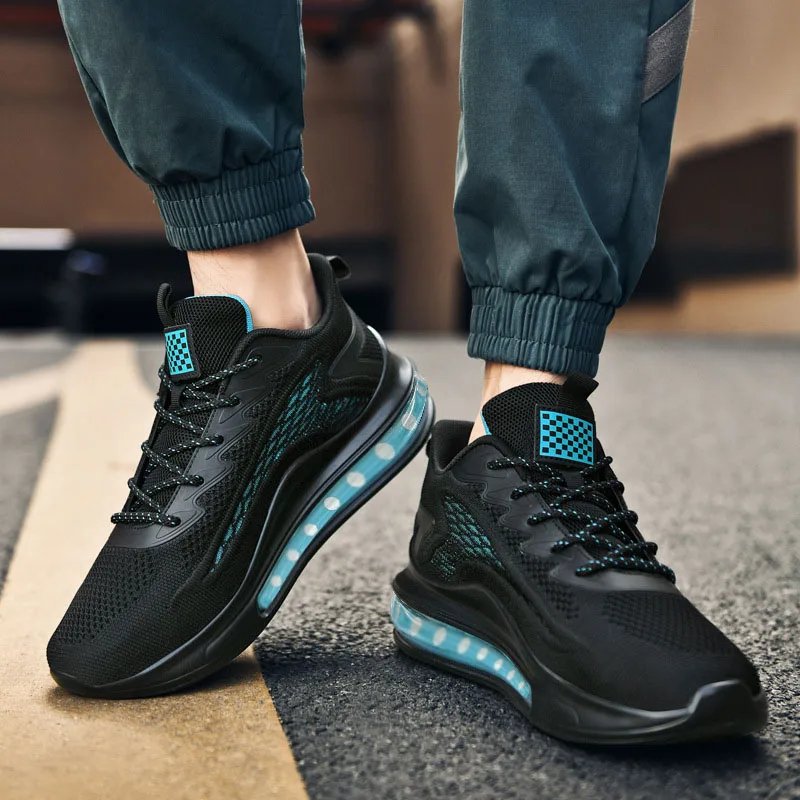 Spring and Autumn New Men's Casual Air Cushion Running Shoes Lightweight Mesh Casual Shoes Anti-Slip Shock Absorbing Sports Shoe