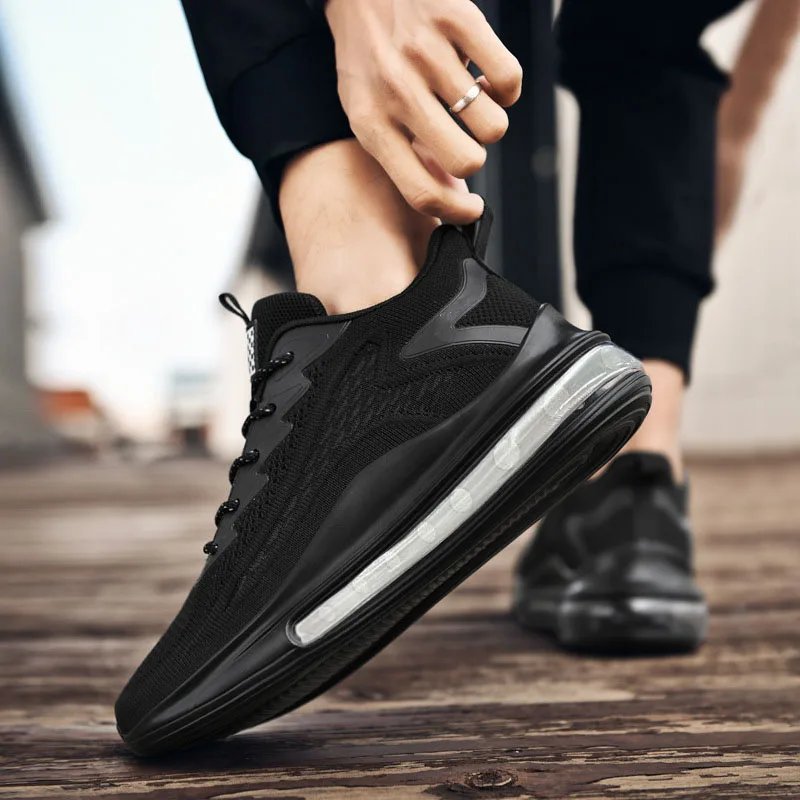 Spring and Autumn New Men's Casual Air Cushion Running Shoes Lightweight Mesh Casual Shoes Anti-Slip Shock Absorbing Sports Shoe