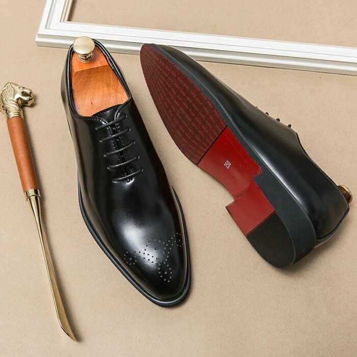 Luxury Mens Leather Shoes High Quality Men's Shoes Fashion Oxford Wedding Men Dress Leather Shoes 2024 Gentleman Office Man Shoe - Image 1