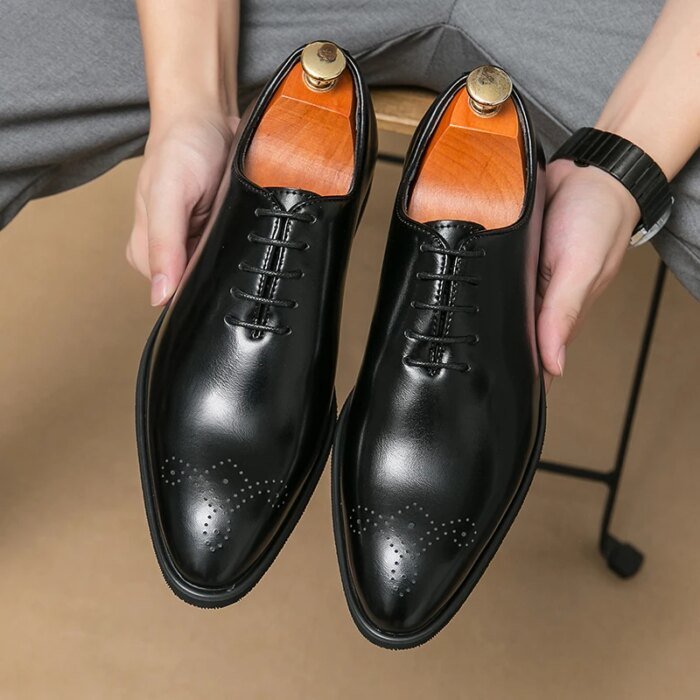 Luxury Mens Leather Shoes High Quality Men's Shoes Fashion Oxford Wedding Men Dress Leather Shoes 2024 Gentleman Office Man Shoe - Image 4