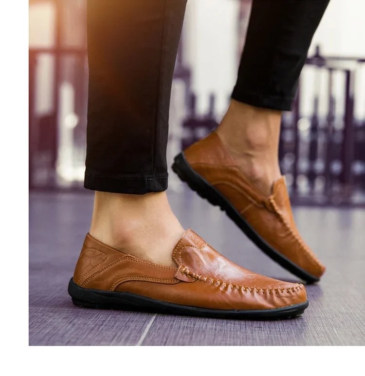 Genuine Leather Men Shoes Casual Italian Mens Loafers Moccasins Luxury Brand Formal Slip on Male Boat Shoes Zapatos De Hombre