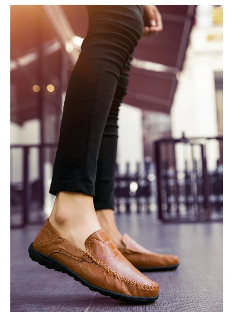 Genuine Leather Men Shoes Casual Italian Mens Loafers Moccasins Luxury Brand Formal Slip on Male Boat Shoes Zapatos De Hombre