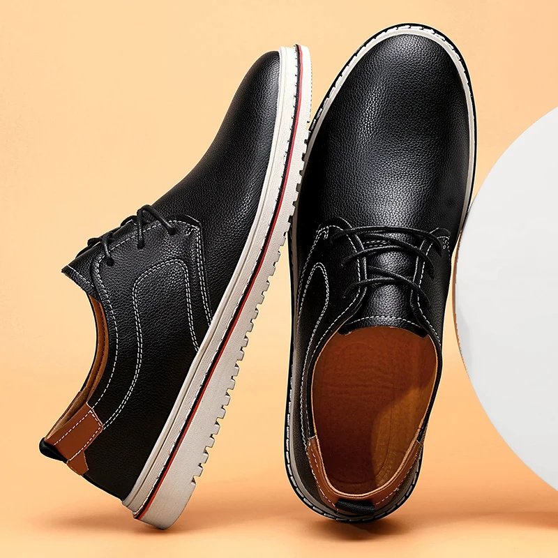 Golden Sapling Casual Business Shoes for Men Flats Leather Footwear Men's Leisure Derby Shoe Businessmen Dress Formal Loafer