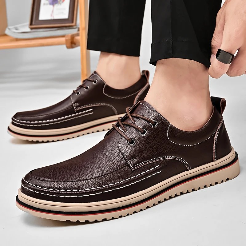 Golden Sapling Casual Business Shoes for Men Flats Leather Footwear Men's Leisure Derby Shoe Businessmen Dress Formal Loafer