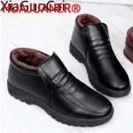 Winter Waterproof Men's Casual Leather Shoes Flannel High Top Slip-on Male Casual Shoes Rubber Warm Winter Shoes for Mens - Image 3