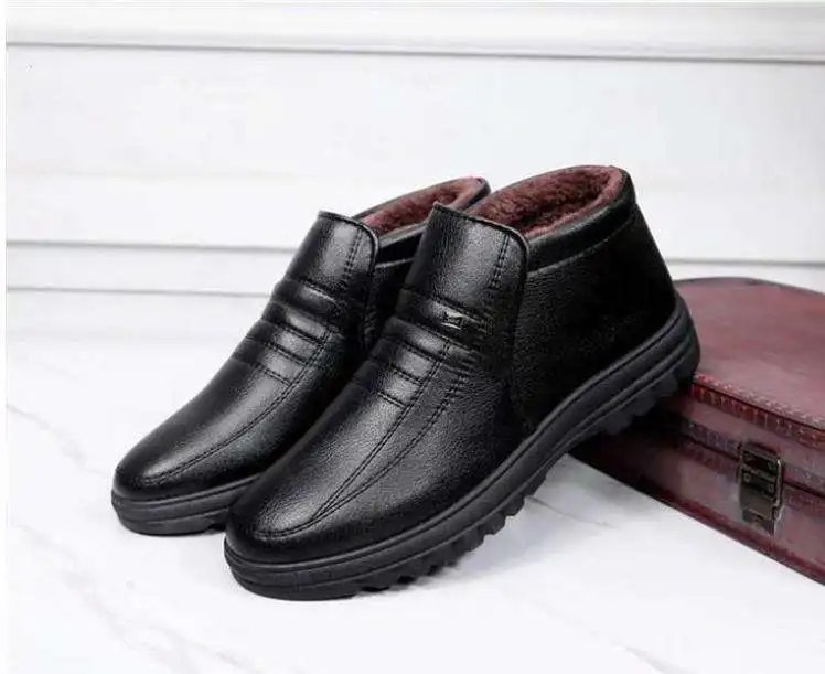 Winter Waterproof Men's Casual Leather Shoes Flannel High Top Slip-on Male Casual Shoes Rubber Warm Winter Shoes for Mens Winter Waterproof Men's Casual Leather Shoes Flannel High Top Slip-on Male Casual Shoes Rubber Warm Winter Shoes for Mens